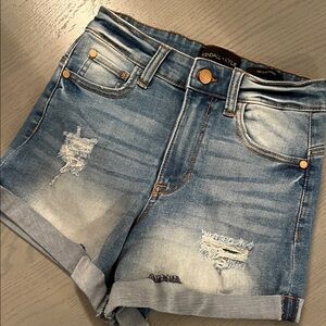 Kendal & Kylie Distressed Blue Jean Shorts